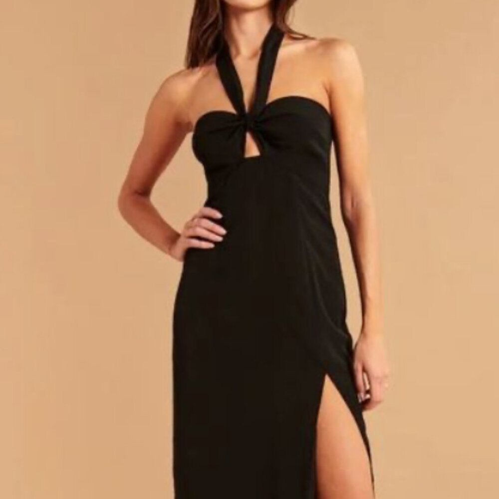 Abercrombie and Fitch Knot Front Cutout Halter Midi Dress